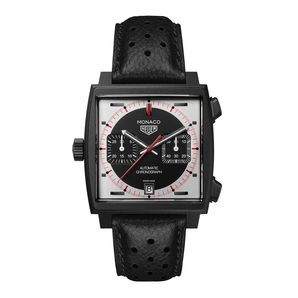 TAG Heuer Monaco Chronograph “Stopwatch” Calibre 11 Titanium Automatic Black Dial Leather Strap 39 mm
