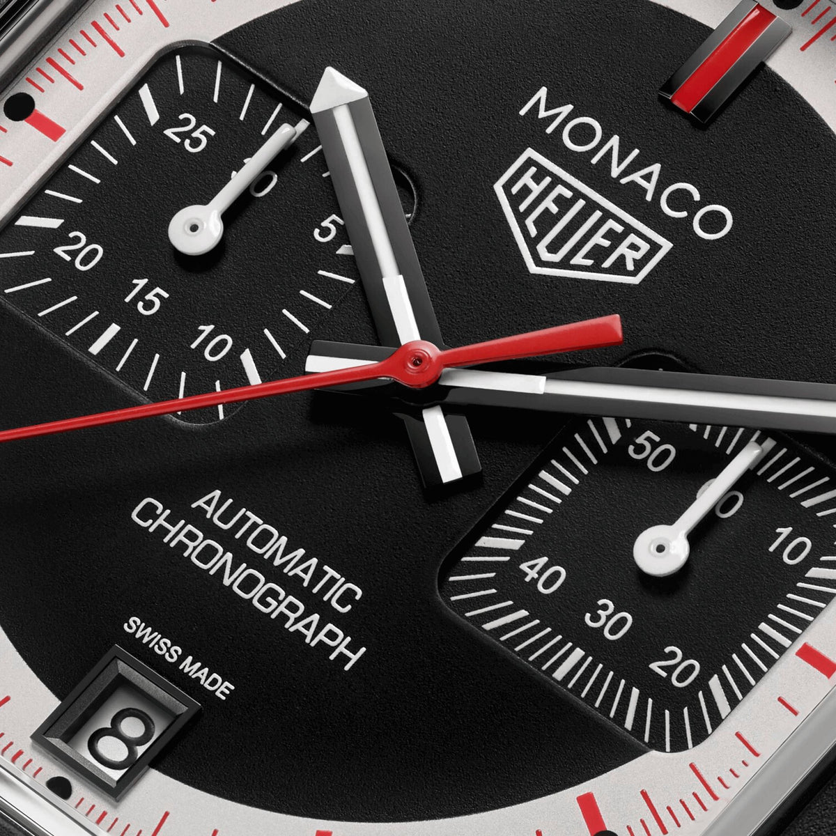 TAG Heuer Monaco Chronograph “Stopwatch” Calibre 11 Titanium Automatic Black Dial Leather Strap 39 mm