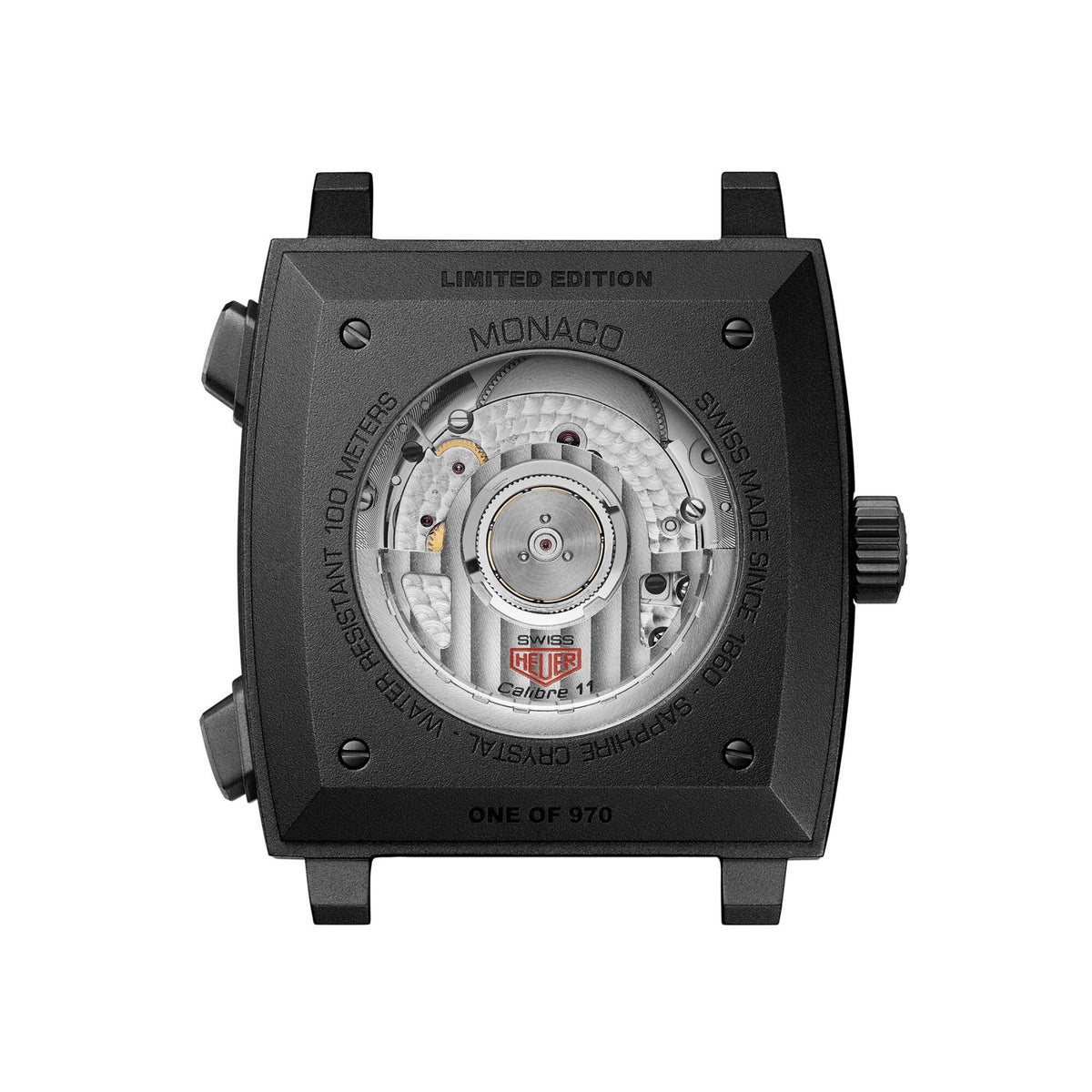 TAG Heuer Monaco Chronograph “Stopwatch” Calibre 11 Titanium Automatic Black Dial Leather Strap 39 mm