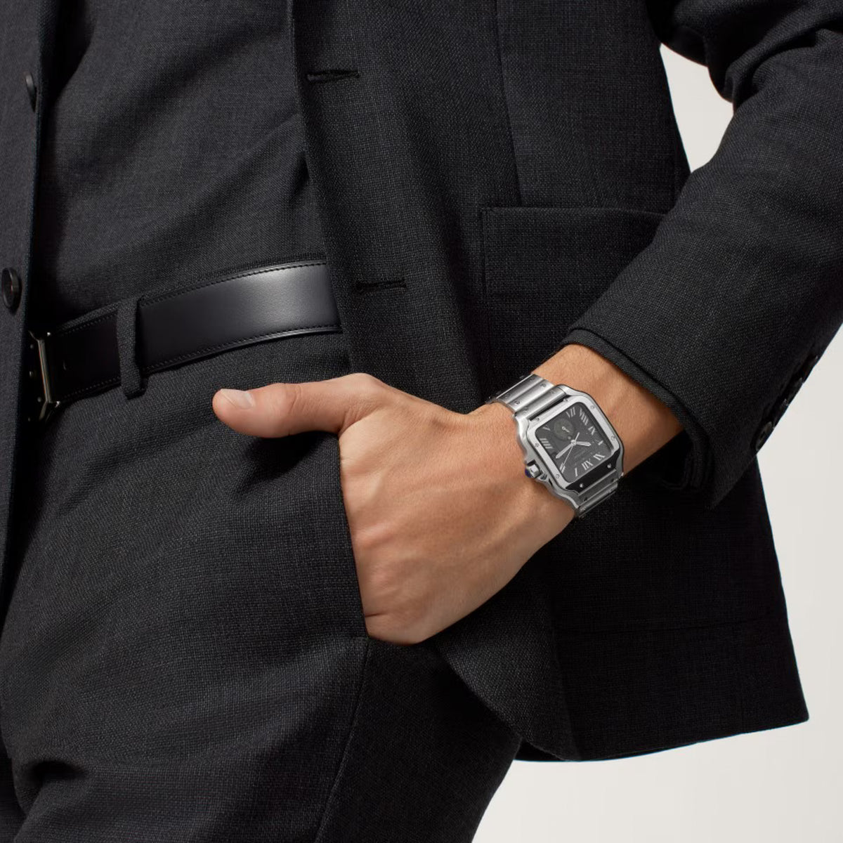 Cartier Santos De Cartier Watch, Large Model, Mechanical Movement With Automatic Winding, Steel WSSA0076