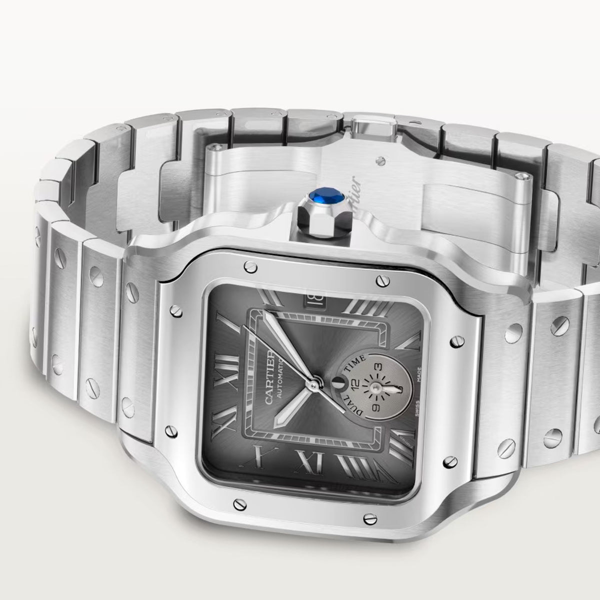 Cartier Santos De Cartier Watch, Large Model, Mechanical Movement With Automatic Winding, Steel WSSA0076