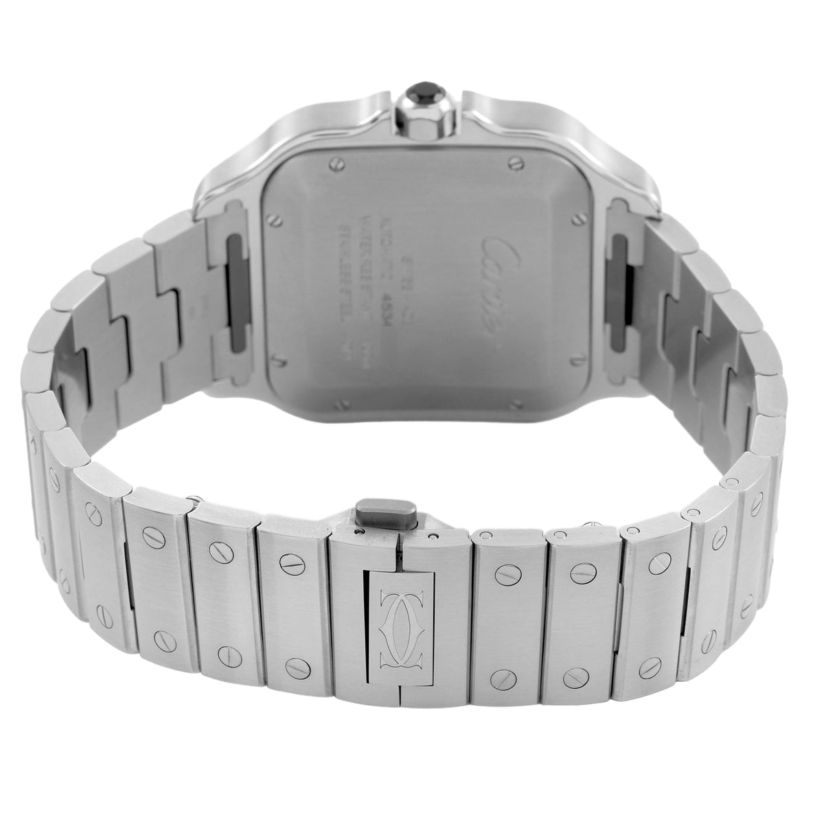 Cartier Santos De Cartier Watch, Large Model, Automatic Movement, Steel And Black ADLC WSSA0037
