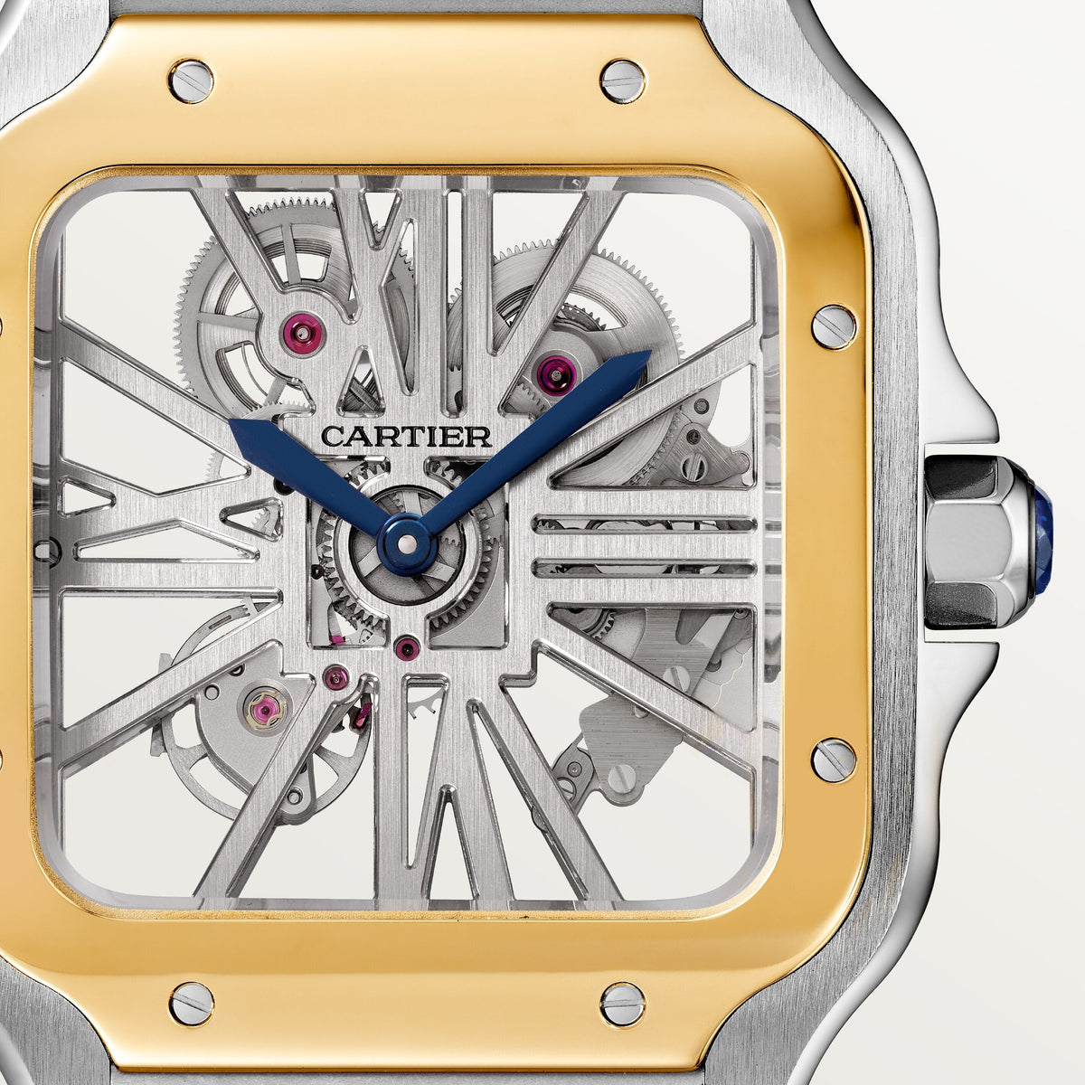 Cartier Santos De Cartier Skeleton Watch, Large Model, Manual Movement, Steel And Yellow Gold WHSA0019