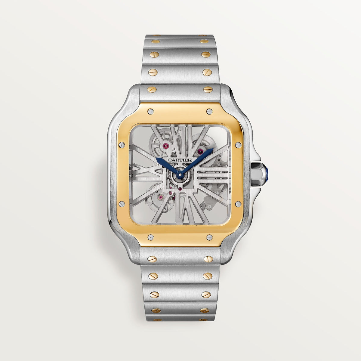 Cartier Santos De Cartier Skeleton Watch, Large Model, Manual Movement, Steel And Yellow Gold WHSA0019