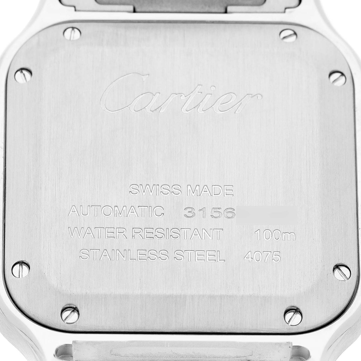Cartier Santos De Cartier Watch, Medium Model, Automatic Movement, Steel And Diamonds W4SA0005