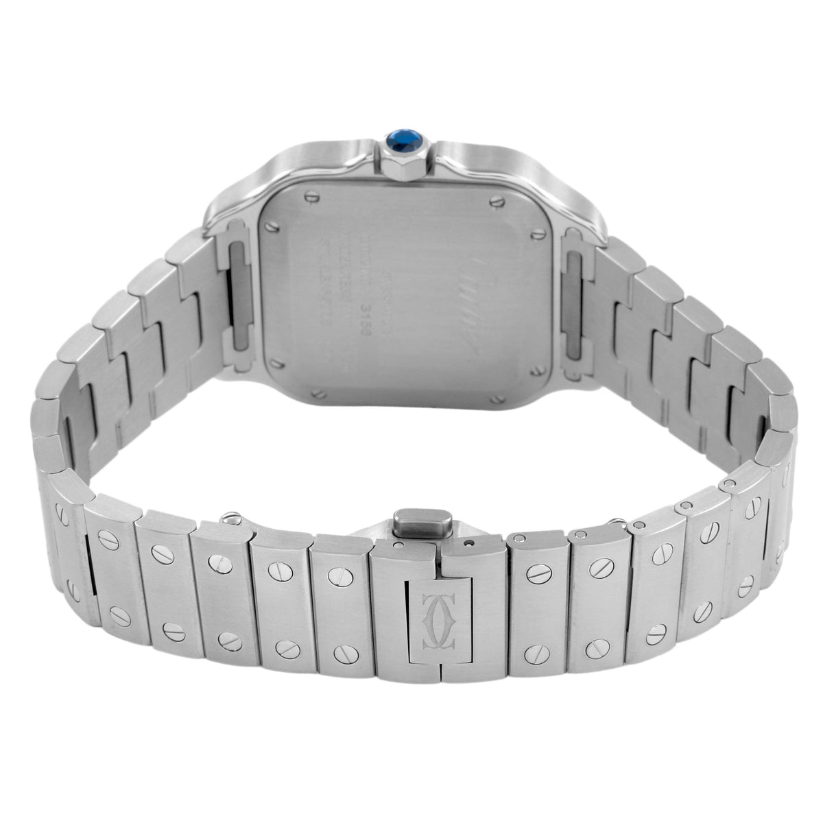 Cartier Santos De Cartier Watch, Medium Model, Automatic Movement, Steel And Diamonds W4SA0005